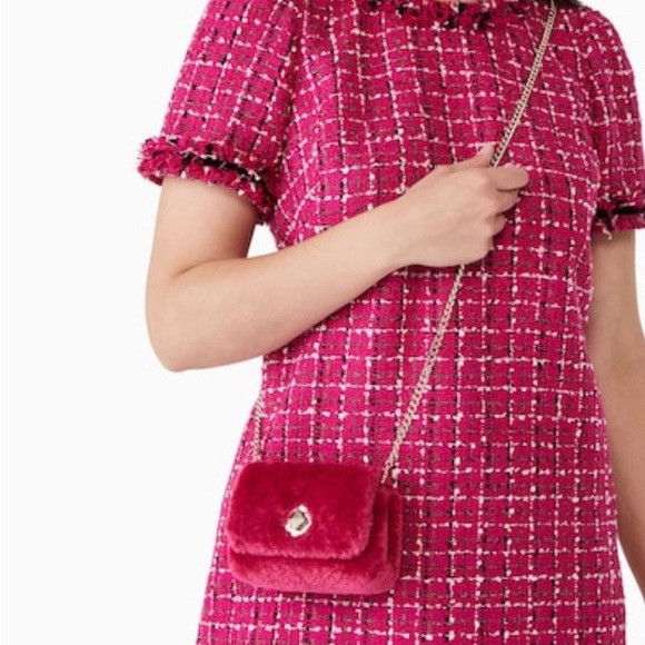 Authentic KATE SPADE FAUX FUR TURNLOCK Small CLUTCH/Crossbody - Picture 13 of 15